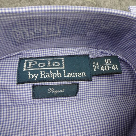 Polo Ralph Lauren Button Up Shirt‎ Mens 16 40 41 Blue White Regent Fit Dress K - Picture 9 of 13